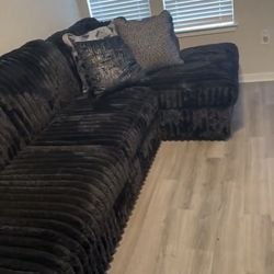 Oversized Black velvet sectional
