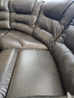 Dark Gray Leather Recliner Sofa