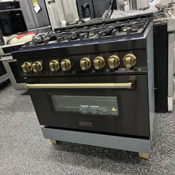 Z Line Black Dual Fuel 36 Inch Range Stove 6 Burners