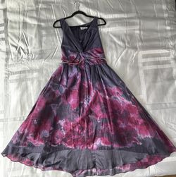 Neiman Marcus- Vibrant Floral V Neck. Purple And Pink, Size 10.