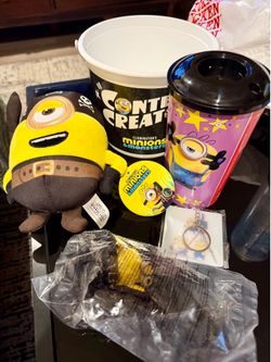Minions & Monsters Plush, Bucket Cup w Topper Pirate KeyRing AMC Bundle New