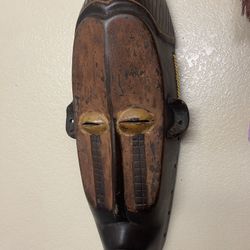 Large African Fang Mask Antique Vintage Hand Carved 22” 