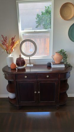 Dark Wood Console Table with Storage
