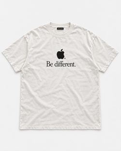 Balenciaga Be Different Apple Logo T-Shirt Size L Ivory White Unisex Tee