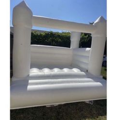 Inflatable Bounce House with Air Blower, White Bouncy House Inflatable Bouncy Castle for Home Kids and Adults Birthday Wedding Event Party (3x3x3m/10x