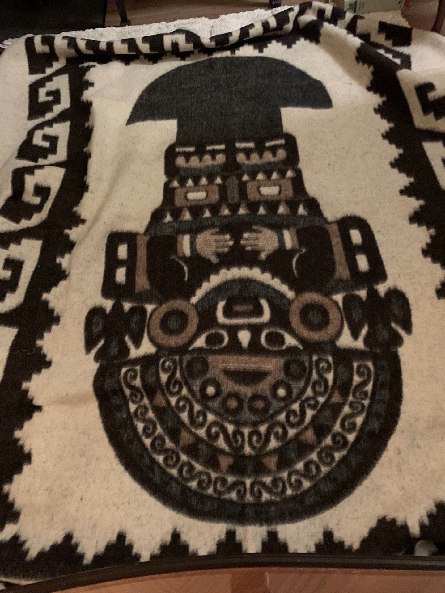 Stunning, reversible llama bedspread, blanket or wall hanging; 72” x 87” from Peru