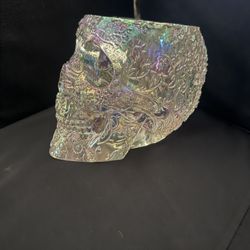 Iridescent Clear Glass Skull