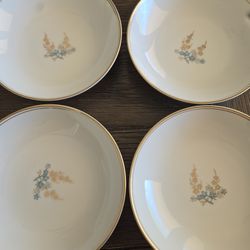 Vintage Noritake Bowls Set of 4 Dessert Fruit 5.5” Floral Gold Trim