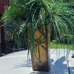 PALM TREE VASE  🌴 WITH FAUX PLANT 