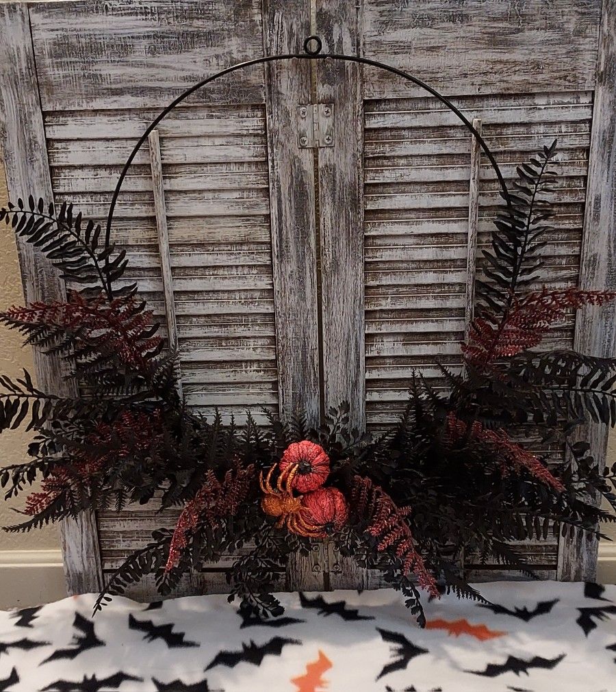 Ht-25in Width-30in HANDMADE Black Hoop Halloween Wreath