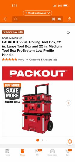 Milwaukee PACKOUT 22 in. Rolling Tool Box, 22 in. Large Tool Box and 22 in. Medium Tool Box ProSystem Low Profile Handle