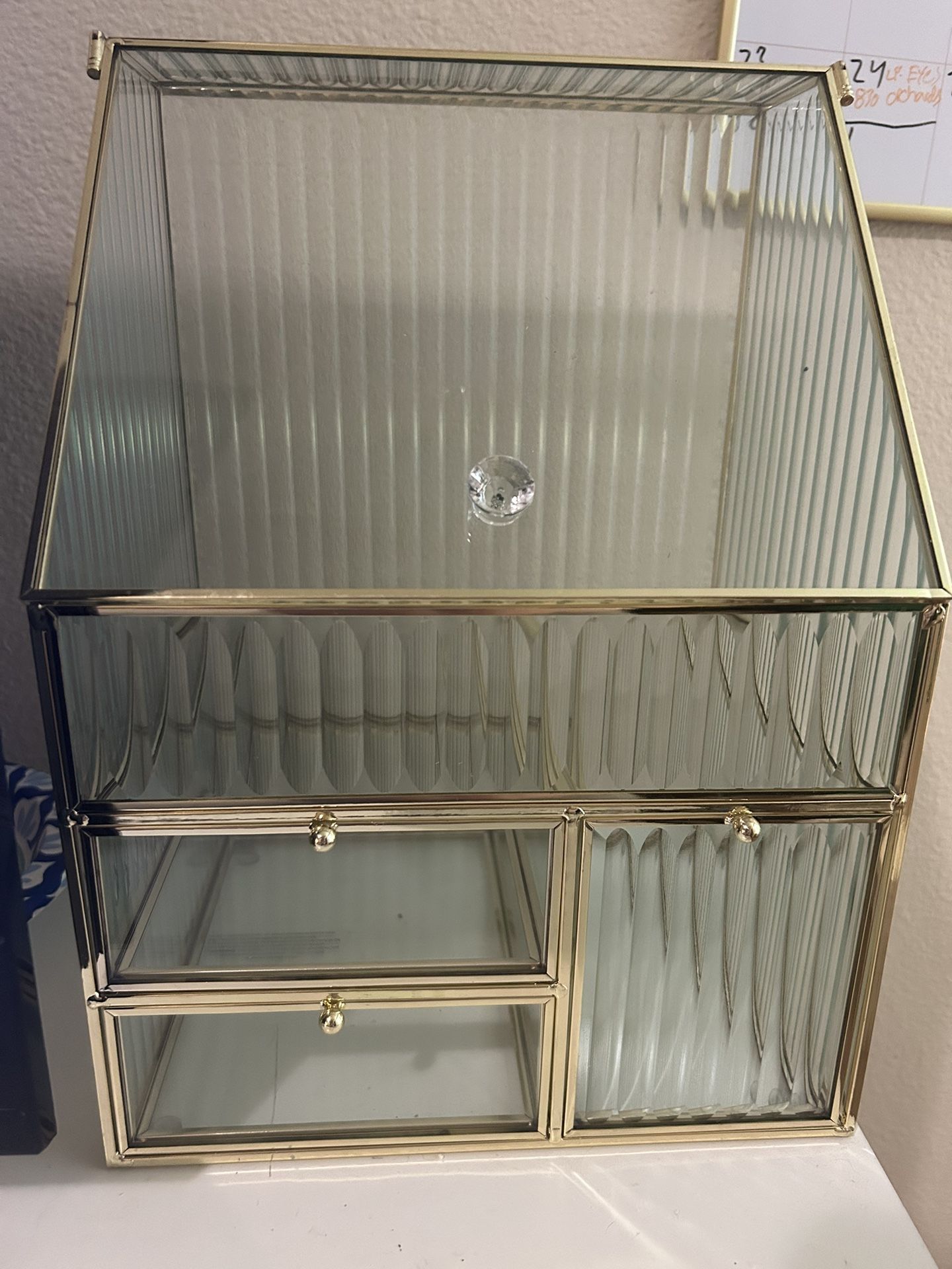 Fluted Glass Makeup Box