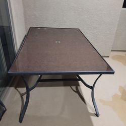 Outdoor Patio Dining Table with Glass Top