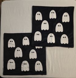 Halloween Ghost Throw Pillow Covers 18x18 Set of 2 White and Black