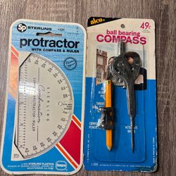 Vintage Alco Ball Bearing Compass Signs of Age New & Sealed/ Protractor