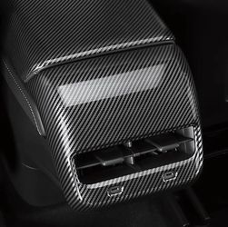 AC Vents Cover Compatible with Model Y 2020 2021 2022 2023 2024，Rear Center Console Air Vent Covers Carbon