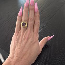 David Yurman Amethyst Mixed Metal Ring Size 7