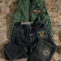Ninja Turtle Toddler Size 5 Jeans And Puffer Vest
