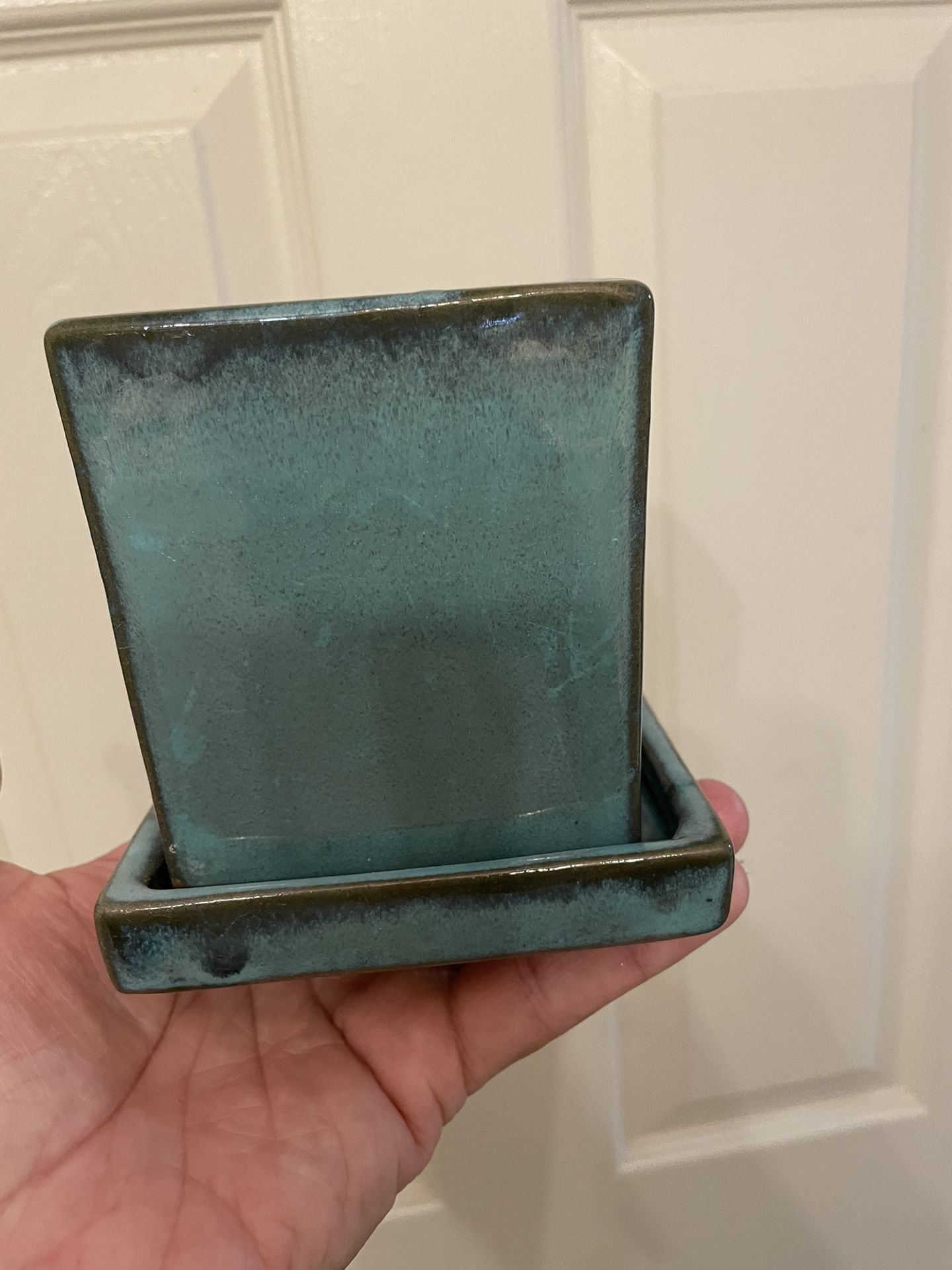 Square Ceramic Planters | Drainage | Attached Saucer