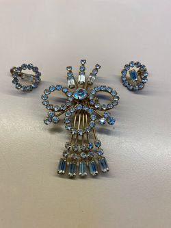 Rhinestone Brooch and Earrings