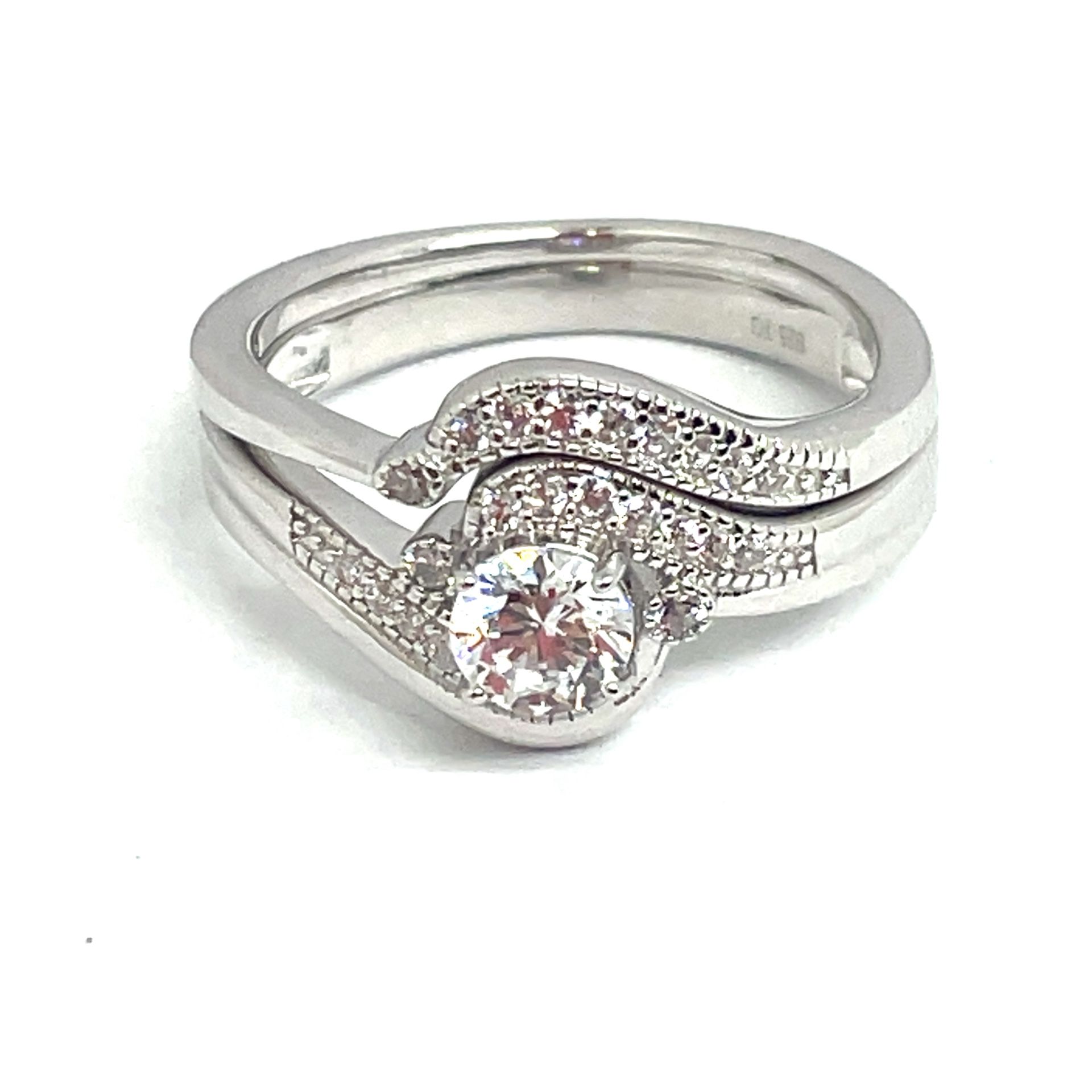 925 Sterling Silver CZ Two Piece Ring Set 4.70g Size 8 199399/20