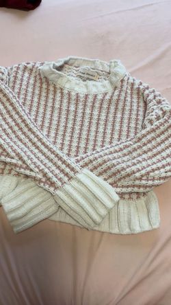 🩷 Pink & White Knit Sweater – Cute Teen Sweater
