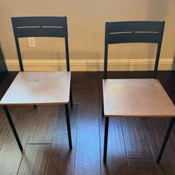 Wood and Metal Framed Chairs Set of 2