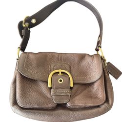 Coach F11842 Vintage Soho Chocolate Brown Buckle Flap Shoulder Bag