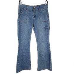 LEI Women's Jeans Vintage 90s Y2K Low Rise Flare Bootcut Flap Pocket Denim Pants 

