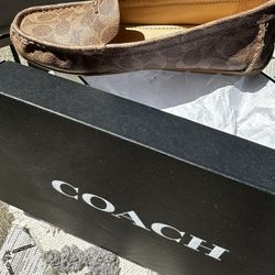 Coach Leather Logo Marley Slip On Drivers