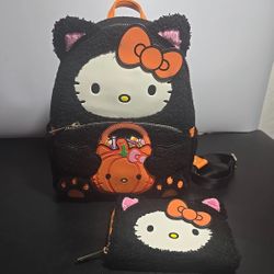 Loungefly Sanrio Exclusive Hello Kitty Costume Sherpa Glow Mini Backpack Wallet