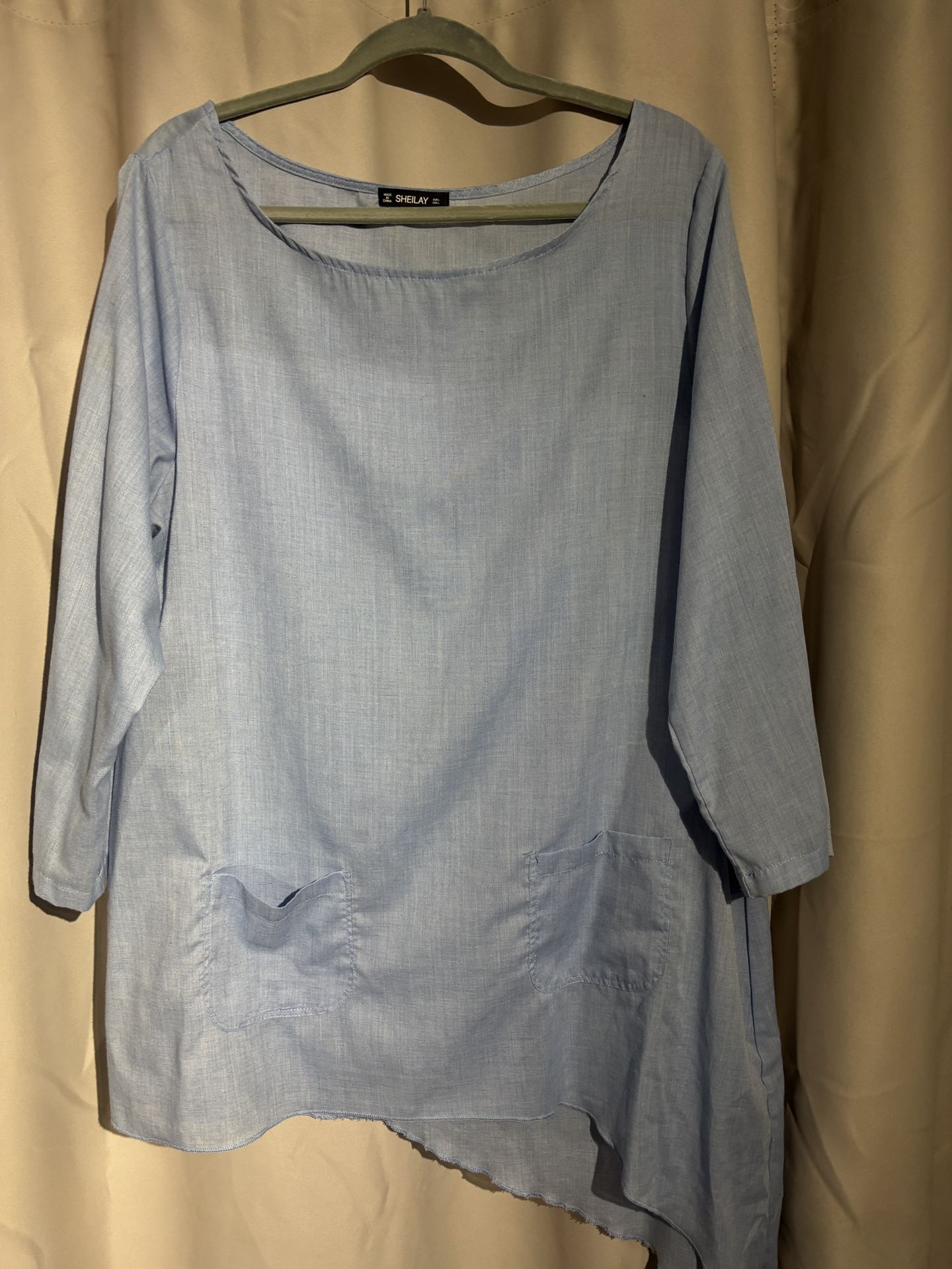 SHEILAY cotton asymmetric tunic with pockets L