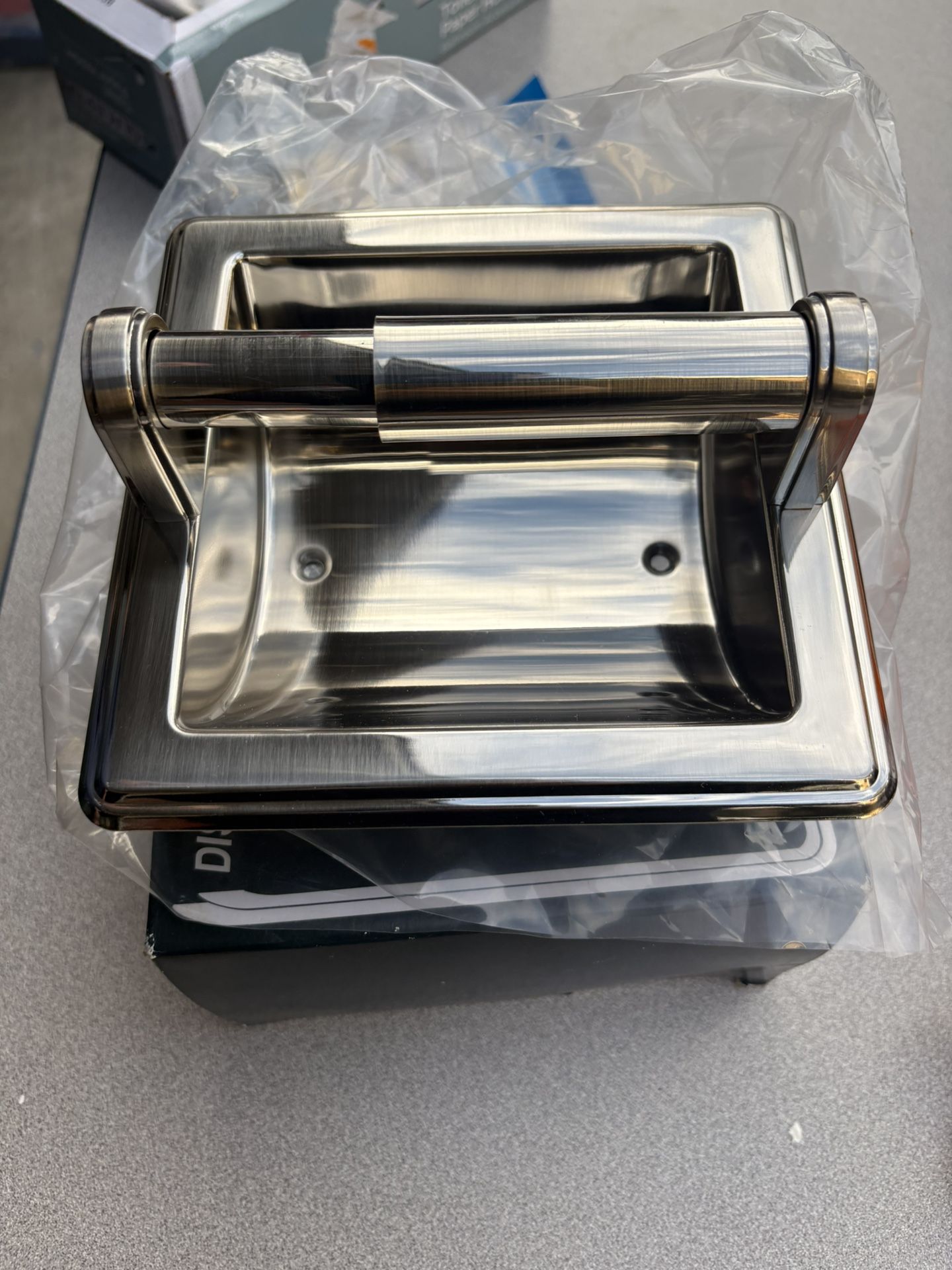 Jamestown Recessed Toilet Paper Holder with Beveled Edges in Chrome. New