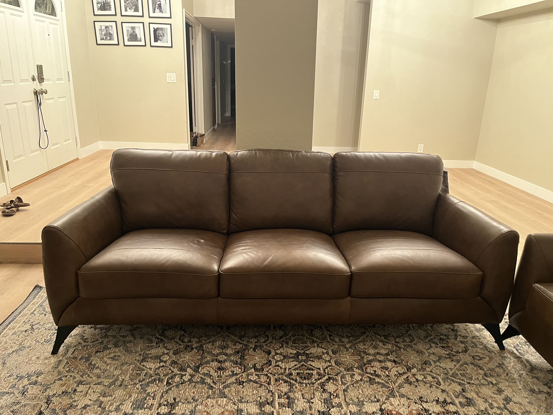 Brown Leather Couches Sold As A Set Or Separately 