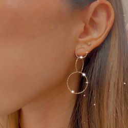 14k Three Tier Hoop Earrings 