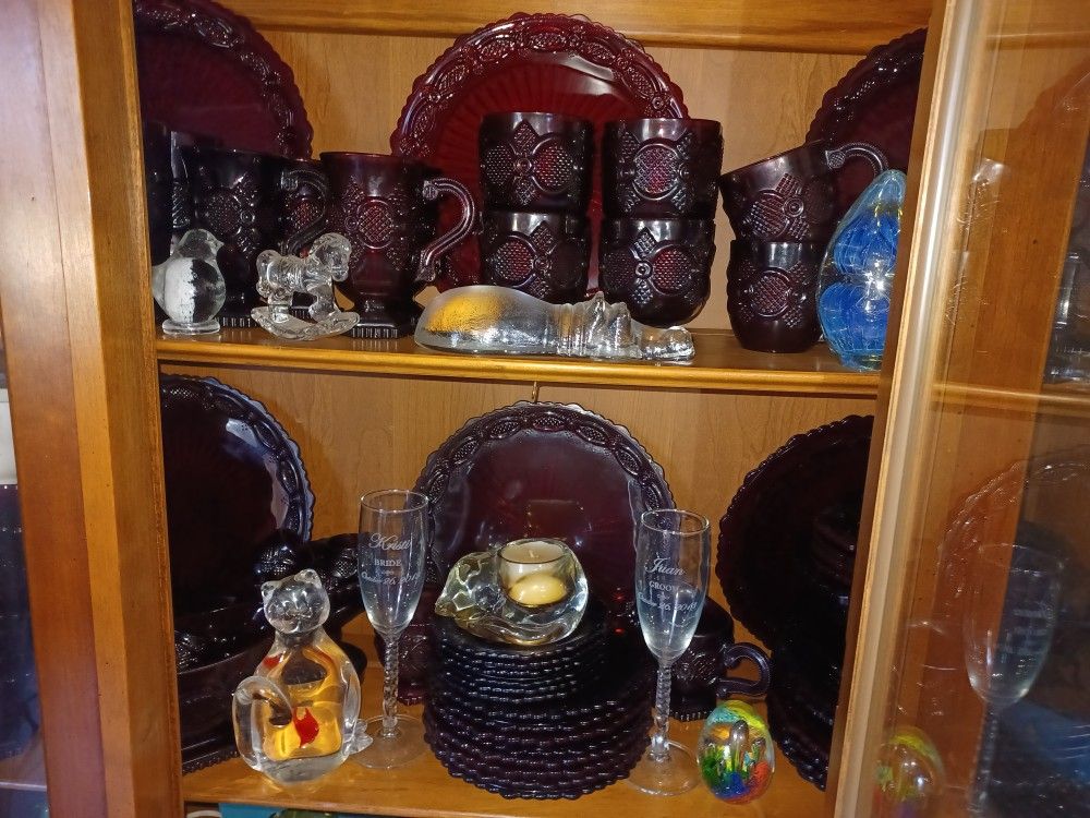 Vintage Avon Ruby Red Dishes.