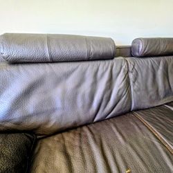 Dark Leather Sofa – Modern Style, Great Condition