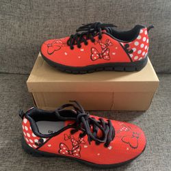 "MINNIE MOUSE" Dots And Bows Sneakers Lightweight Shoes Size 7 Women’s