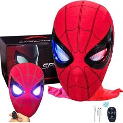 SpiderHero Mask Moving Eyes, Spiderman Mile Morales Hero Mask, Remote Control Full Face Adult/Kids Cosplay Gift