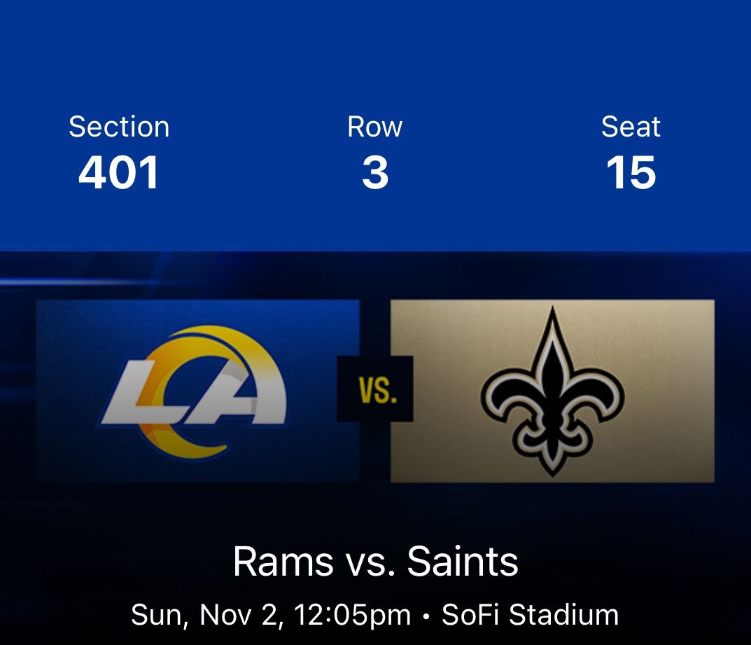 rams vs saints $275(2 tickets)