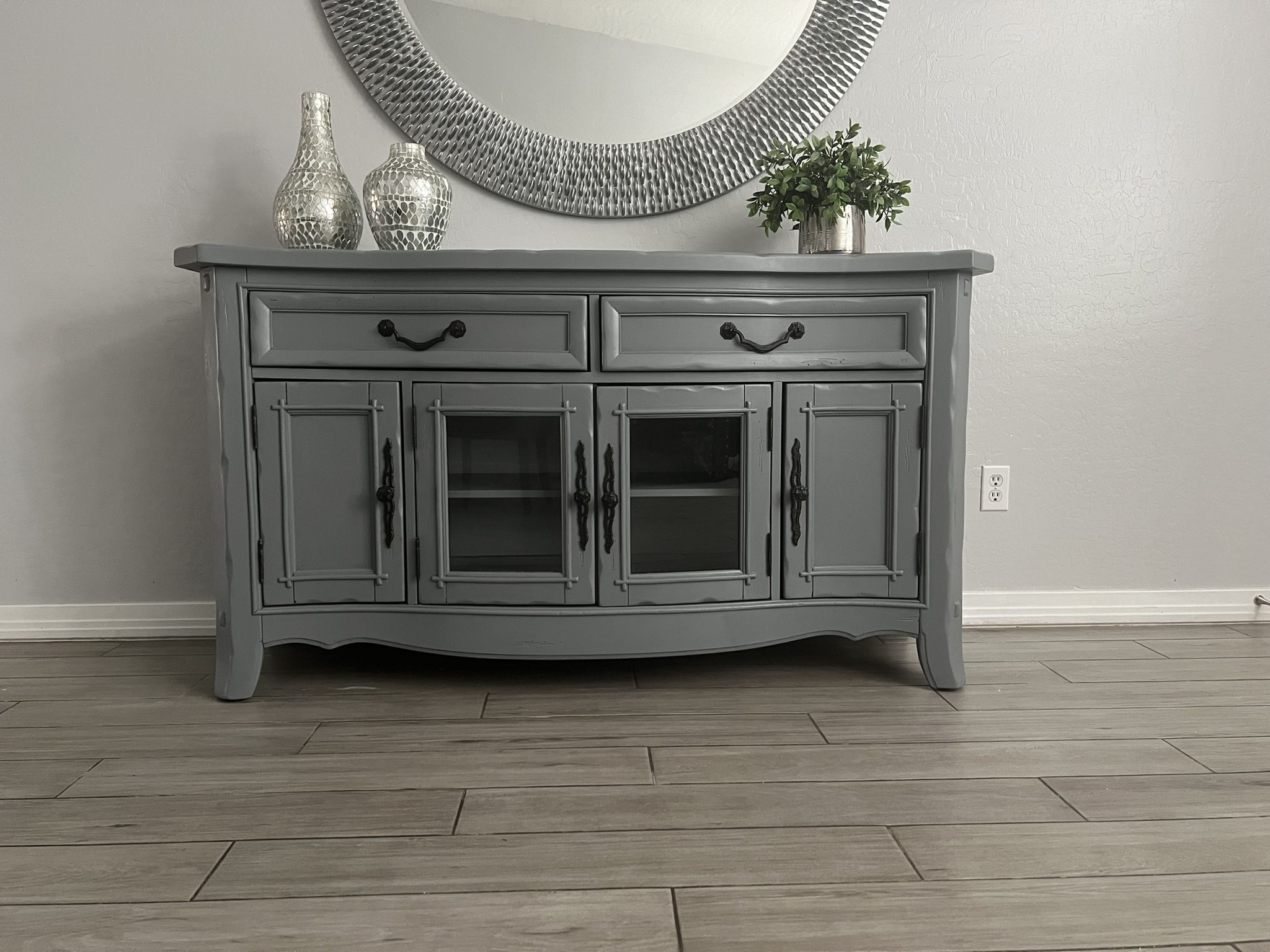 Whalen Furniture Grey Tv Console, Credenza Or Buffet Server 