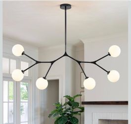Modern Branch Chandelier 6-Light Globe Pendant