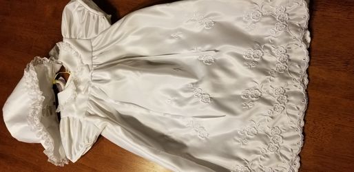 9-12 month baptism or Easter dress and cap