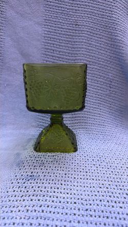 Green Pressed Glass Pedestal Compote