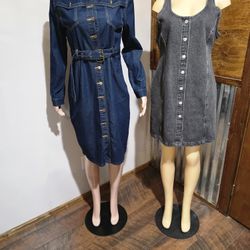 New Women's Blue/ Black Jeans Dress 15.00 Each 