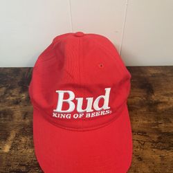 Budweiser Hat Red Strapback Cap King of Beers Logo One Size