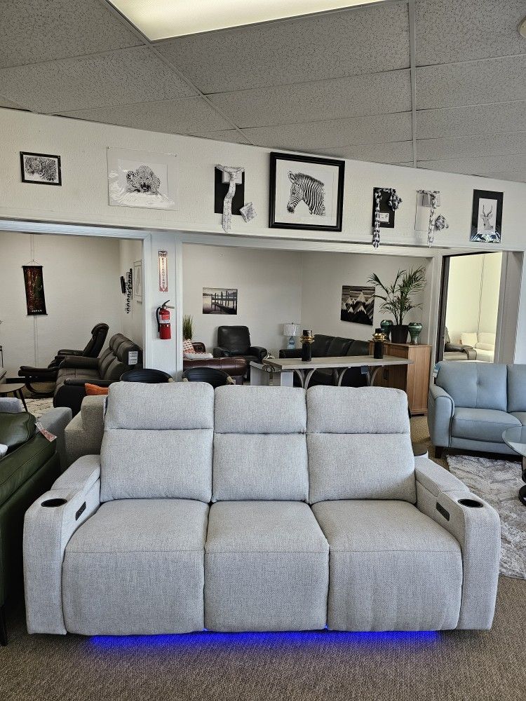 Fabric Recliner Sofa-Greymel