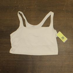 All In Motion Rib Cropped Sports Bra Cream Off White Xl