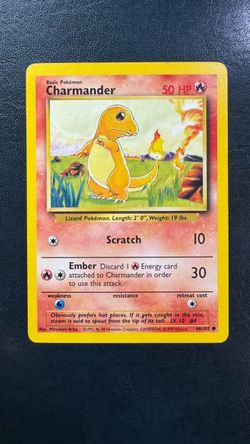 vintage 1999 Pokémon Base Set Charmander card (#46/102) not holo
