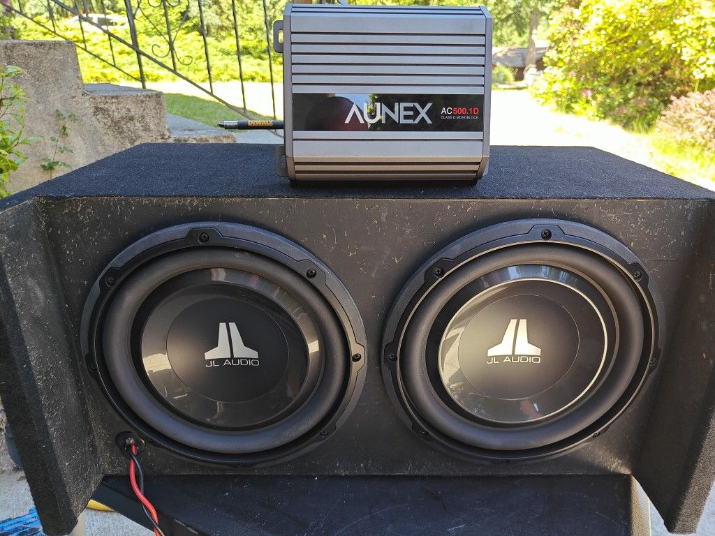 JL 10" Subwoofers In Custom Box With Amp